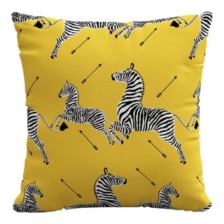 Red from Scalamandre crafted by Cloth & Company 20" Decorative Pillow, Yellow Animal Print For Sale