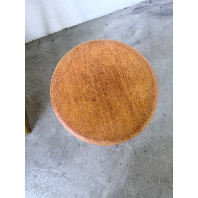 Golden Oak Tripod Stool, 1960s For Sale - Image 12 of 15