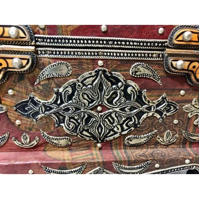 1980s Tribal Orange Resin Jewelry Chest or Box With Brass Inlay For Sale - Image 5 of 11