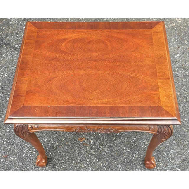 Late 20th Century Late 20th Century Lane Furniture Chippendale Style Banded Mahogany and Oak Side Table For Sale - Image 5 of 10