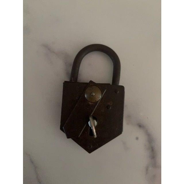 Rustic Antique Metal Locks With Original Keys, a Pair For Sale - Image 3 of 4