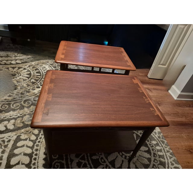Elevate your space with this charming pair of restored Lane Acclaim end tables, embodying the essence of mid-century...