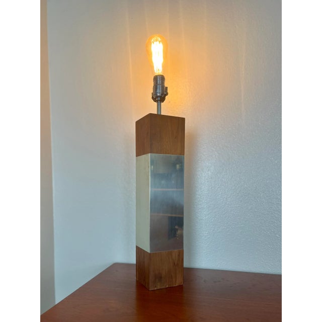 Wood Modern Laurel Table Lamp | Dark Walnut + Chrome For Sale - Image 7 of 12