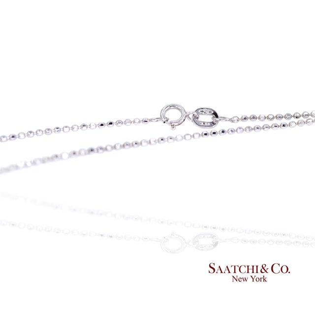 Metal 18k 750 Two Tone Rose and White Gold Natural Diamond Flower Pendant With Chain For Sale - Image 7 of 8