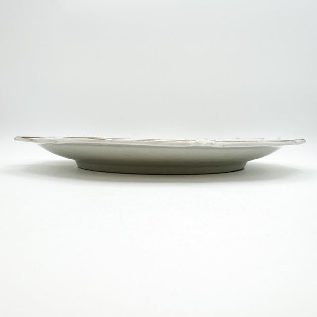 Vintage Bavarian Floral Plate Embossed Hand Painted With Rhododendron Scrolls and Gold Trim Marked Bad Wiessee For Sale - Image 11 of 12