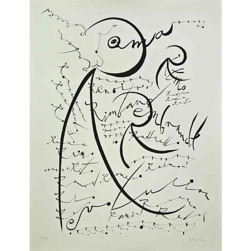 Letter R, from the Alphabet series, is a lithograph, realized by Rafael Alberti in 1972. Hand-signed and dated on the...
