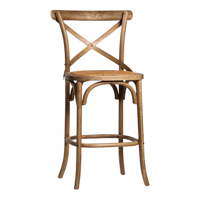 Rattan Seat Natural Oak Counter Stool Chairish