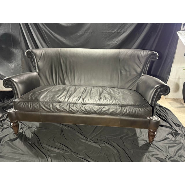 Loom Sculptural Leather Sofa – Custom Refinished Dark Brown Statement Piece For Sale In Miami - Image 6 of 10