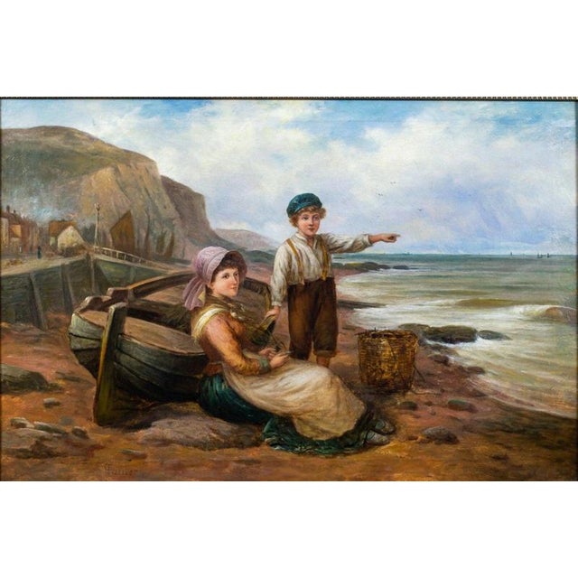 George Turner, Waiting for Papa, A Seaside Idyll, 19th Century, Oil Painting For Sale - Image 3 of 14