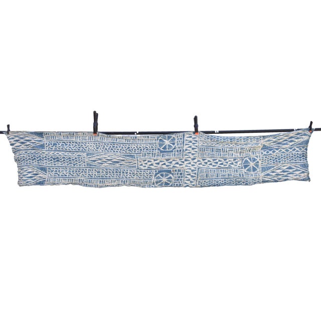 This cloth is made out of cotton dyed with indigo pigment using the resist-dye technique. The design overstretched with...