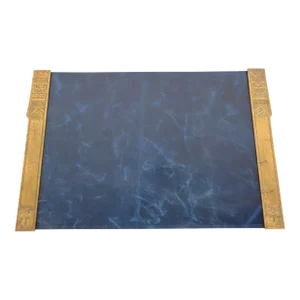 Tiffany Studios New York 'American Indian' Bronze Doré Blotter Ends With Leather Desk Blotter