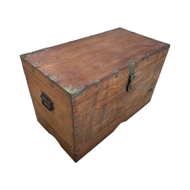 Antique Victorian Travelling Cleric's Teak Trunk For Sale - Image 4 of 10