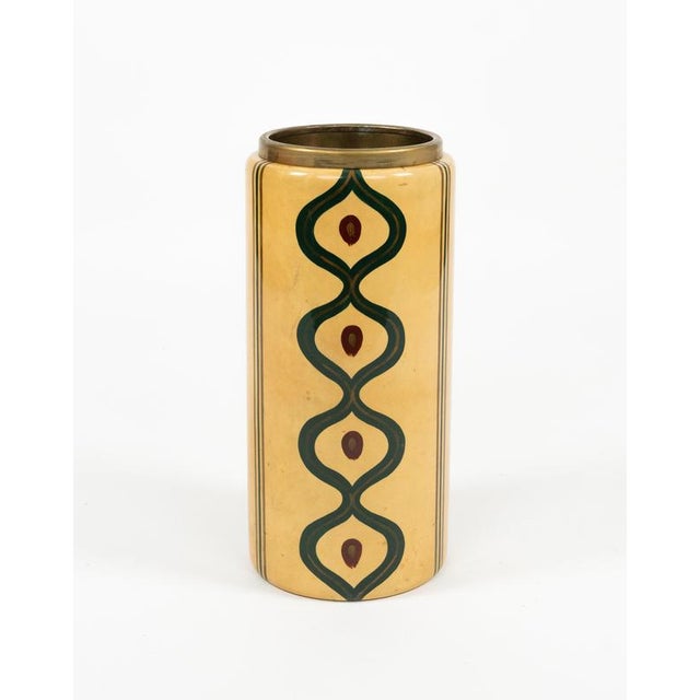 1960s Mid-Century Goatskin and Brass Umbrella Stand by Aldo Tura, Italy, 1960s For Sale - Image 5 of 12