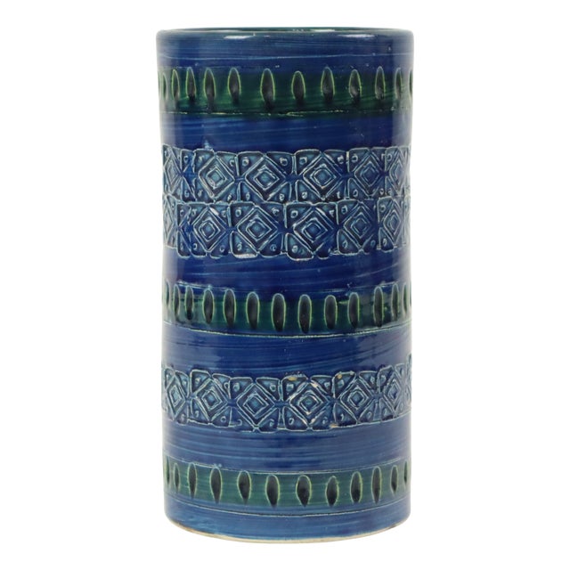 Vintage Italian Ceramiche Minerva Blue Ceramic Vase, 1960s For Sale