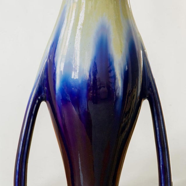 Large Belgian Art Nouveau Vase in Flamed Enameled Sandstone by Thulin, 1930s For Sale - Image 4 of 10
