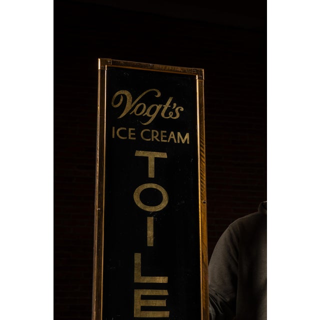 Early Gold Leaf Reverse on Glass Vogt's Ice Cream Sign For Sale - Image 4 of 7