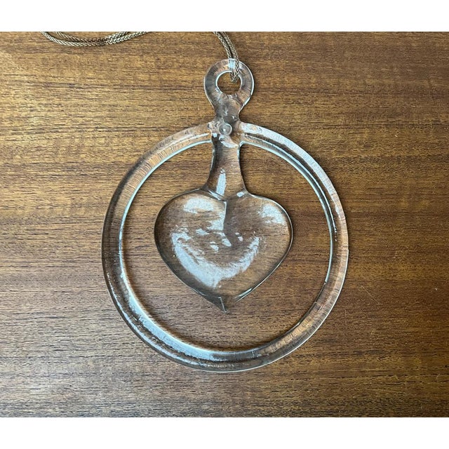 Vintage Swedish Heart Window Decoration in Glass by Bertil Vallien for Kosta Boda, 1970s, in Very Good conditions....