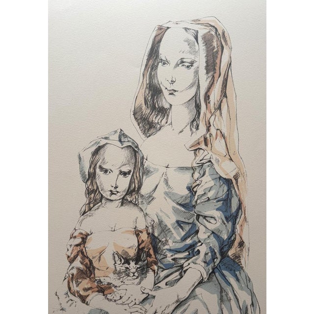 Leonard tsuguharu foujita (1886-1968) woman and child, 1964 original lithograph signed in pencil and numbered /200 on...