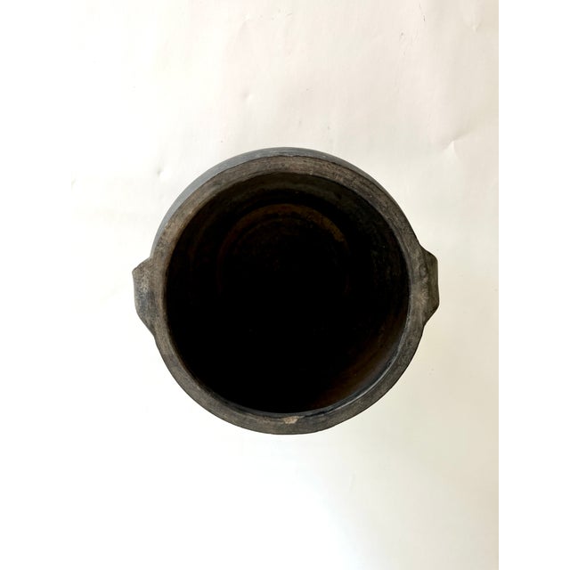 Black Rustic Black Gray Pottery Vase For Sale - Image 8 of 8