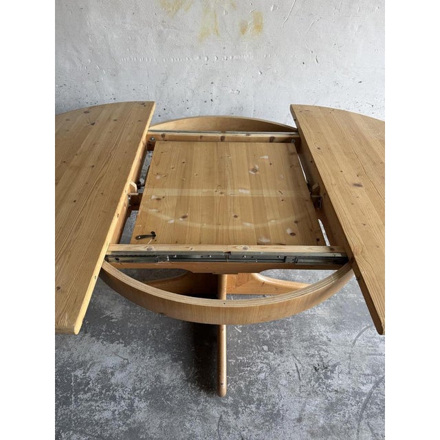 Extendable Wooden Dining Table with Integrated Extension Section For Sale - Image 15 of 18