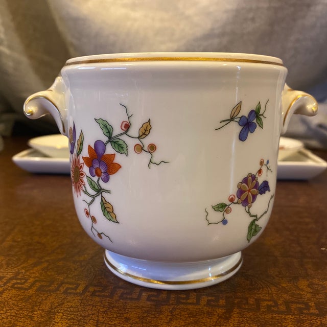 Late 20th Century Richard Ginori Italy Floral Porcelain Tea Service Set With Tray, Sugar, Creamer & Saucers - Set of 6 For Sale - Image 12 of 12