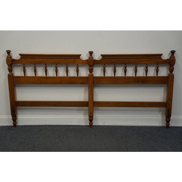 American High End Solid Hard Rock Maple Colonial Early American Style King Size Spindle Headboard For Sale - Image 3 of 6