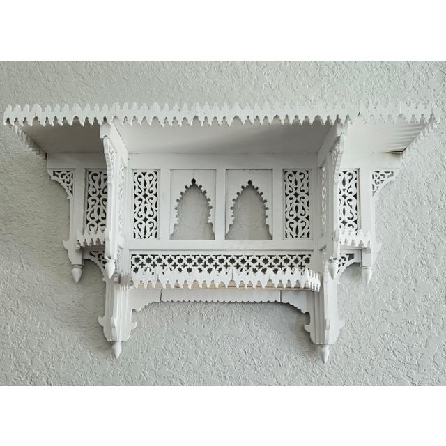 Moroccan Handcrafted Wooden Wall Shelf, White For Sale - Image 9 of 9