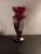 EXQUISITE Bohemia Glass Gilted 10" Cranberry Vase Made in Czech Republic. Excellent condition. Matching Bridal basket sold...
