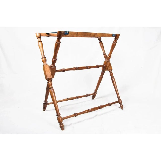 Victorian Antique English Butlers Oak Tray With Stand For Sale - Image 3 of 8