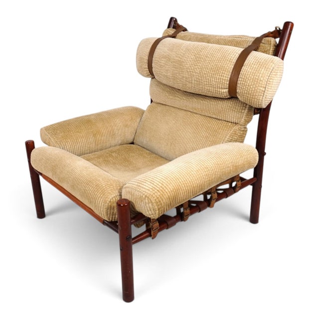Inca Lounge Chair with Ottoman Corduroy Upholstery from Arne Norell Ab, 1970, Set of 2 For Sale - Image 14 of 18