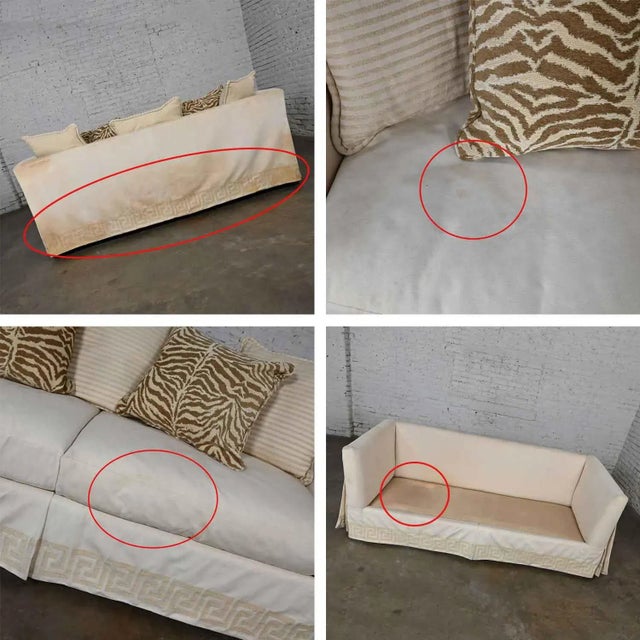 Late 20th Century Modified Tuxedo Slipcover Style Pillow Back Large Scale Sofa For Sale - Image 11 of 13