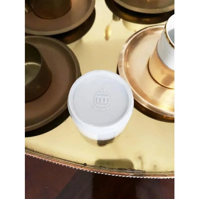 Mid-Century Modern Game Coffee Cups with Bill Tray and Porcelain and Teaspo, Set of 7 For Sale - Image 3 of 7