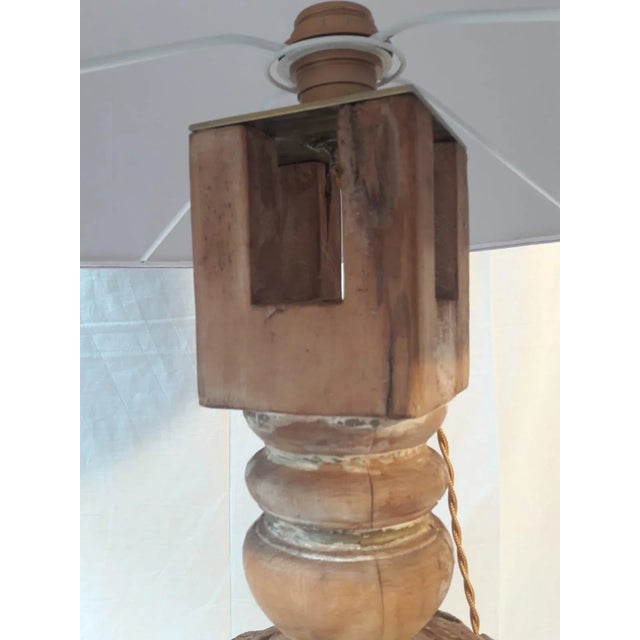 Mid-Century Carved Wooden Table Lamps, Set of 2 For Sale - Image 4 of 7