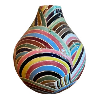 Vintage Multicolored Ceramic Vase For Sale
