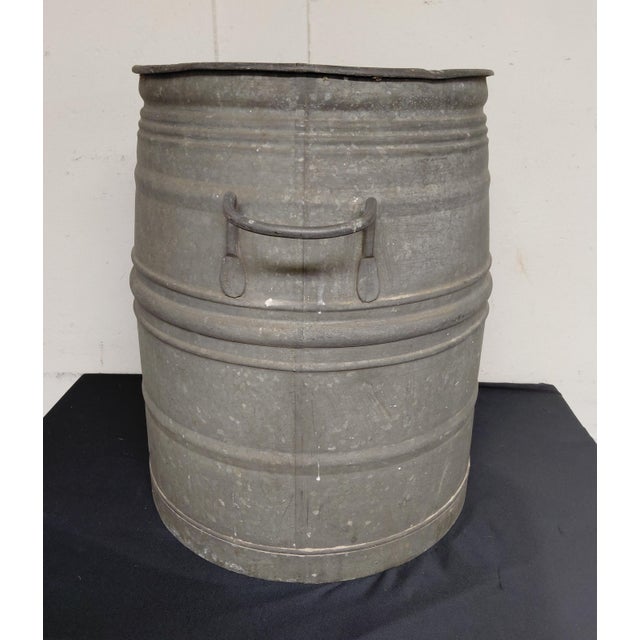 Vintage Belgian Galvanized Dolly Tub Planter. Tall size it is 22" high 23' wide that includes handles. Top is 16" wide,...