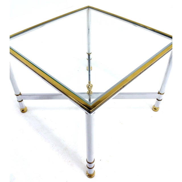Mid 20th Century Pair Mid Century Modern Square Chrome X Base End Side Coffee Tables Stands For Sale - Image 5 of 9