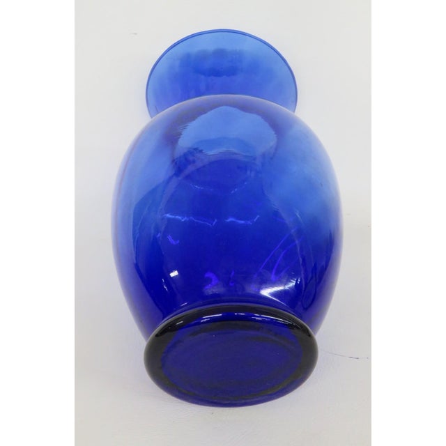 Indiana Glass Company Indiana Glass Illusions 1980s Large Vase Cobalt Blue Optic Swirl Pattern 4876b For Sale - Image 4 of 11