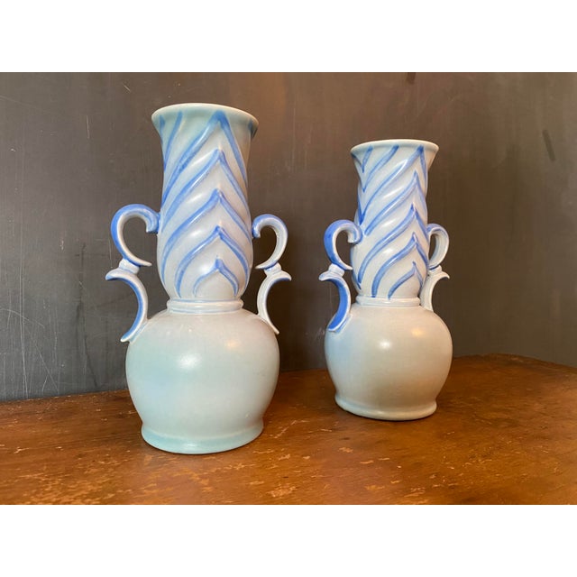 Art Deco 1930s Stangl Artware Art Deco Modern Vases - a Pair For Sale - Image 3 of 11
