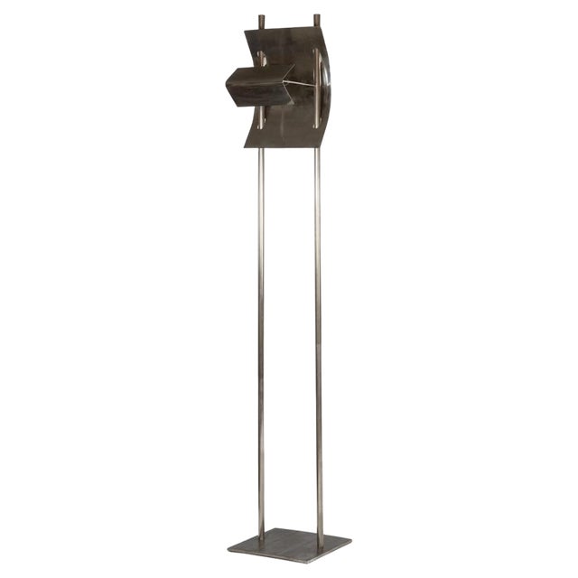 Geometric Floor Lamp in Silver Metal, 1980s For Sale