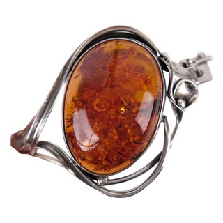 Bangle in Silver and Amber For Sale