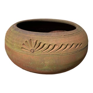 Aged Terra Cotta Round Planter For Sale