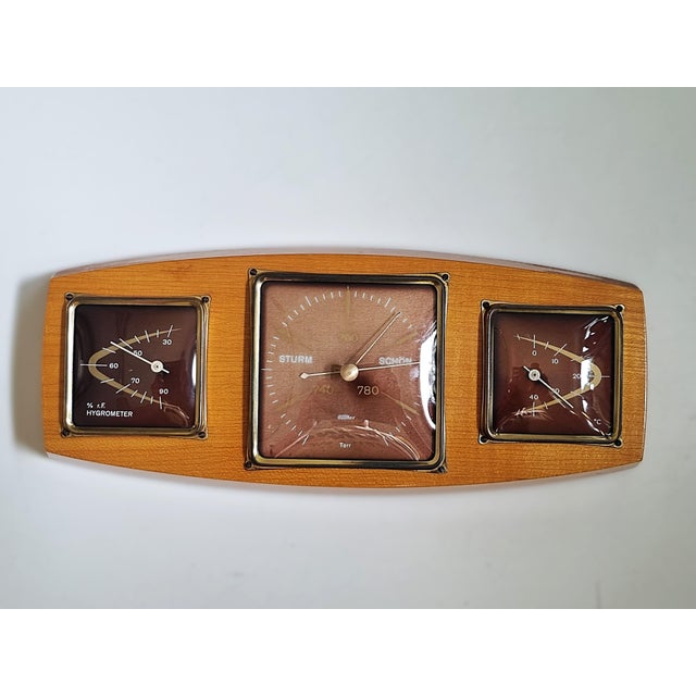 "Fischer" Weather Station Hygrometer Barometer Thermometer Age: approx. 1950s/60s Dimensions: Height approx. 12 cm...