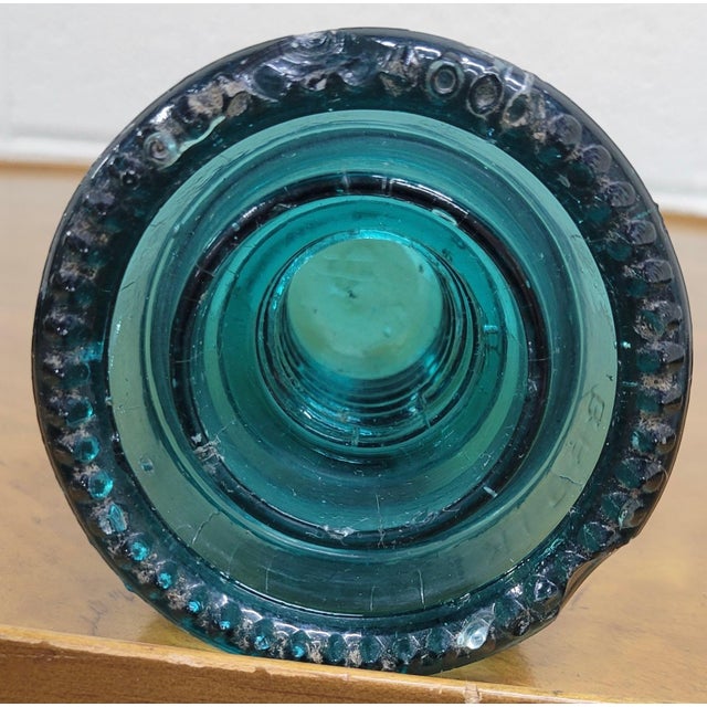 Aqua Vintage Brookfield New York Teal or Aqua Glass Insulator For Sale - Image 8 of 9