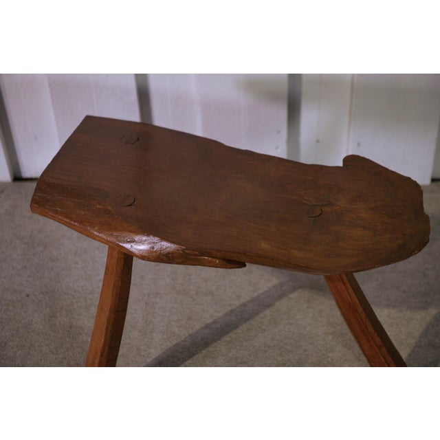 Vintage Brutalist Oak Stool, 1960s, in Very Good conditions. Designed 1960 to 1969