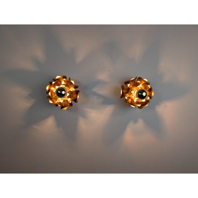Hollywood Regency Floral Wall Sconces in Gilded Metal from Hans Kögl, 1970s, Set of 2 For Sale - Image 3 of 12