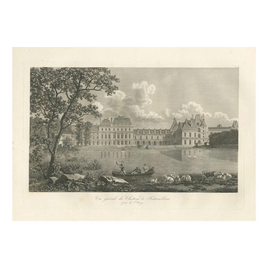 Louis-Pierre Baltard, Antique View of Château De Fontainebleau, 1803, Engraving For Sale
