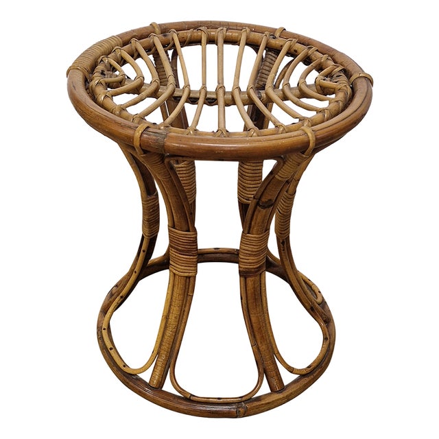 Bamboo and Rattan Stool, 1950s For Sale