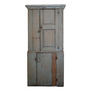 American Primitive Stepback Cupboard For Sale