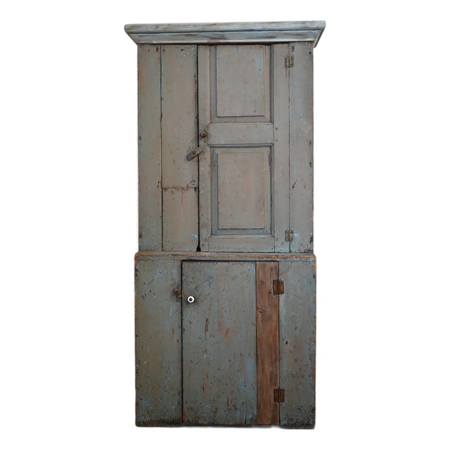 American Primitive Stepback Cupboard For Sale