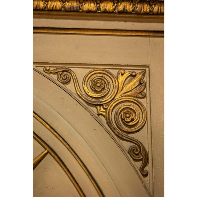 Mid 20th Century French Empire Style Beige Painted Trumeau Mirror with Carved Gilt Décor For Sale - Image 4 of 13